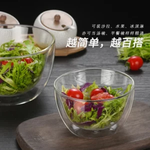 Heat Resistance Double Wall Glass Salad Bowl Insulated Borosilicate Container Tableware Transparent Fruits Noodles Kitchen Cook - Image 5