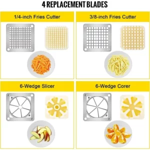 Commercial French Fry Cutter with 1/2″ 1/4″ and 3/8″ Blade Easy Dicer Chopper 6/8-wedge Slicer Lemon Potato Cutter - Image 3