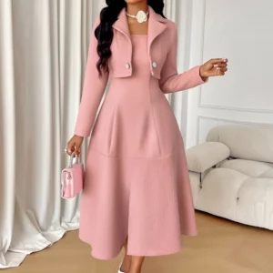 Winter New French Women's Professional Suit Jacket Dress Two-piece Set High-quality Socialite Temperament Dress Evening Dress - Image 3