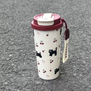 Cute Cartoon Water Cup Double Drinking Water Bottle 550ml Leak-proof Large Capacity Plastic Cups Carrying Rope Coffee Cup - Image 4