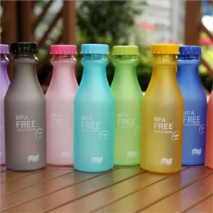 500ML Portable Candy Color Scrub Plastic Water Bottle Letter Print Leakproof Outdoor Sports Readily Cup - Image 3