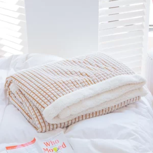 Winter Plaid Lambing Blanket Warm Soft Thick-Textured Fleece Blanket Sofa Blanket Covers Multifunctional Decorative Blankets - Image 4