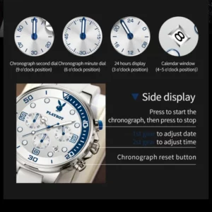 PLAYBOY 2024 Men Watches Top Brand Sports Men Quartz Wristwatches Waterproof Silicone Strap Business Luxury Clock Reloj Hombre - Image 5