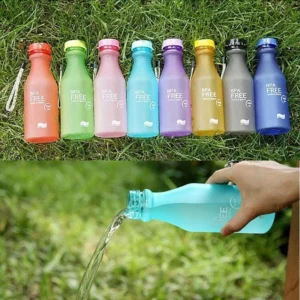 500ML Portable Candy Color Scrub Plastic Water Bottle Letter Print Leakproof Outdoor Sports Readily Cup - Image 4