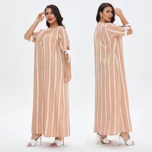 Muslim Clothes Women's Casual Dress Pajamas Summer Clothes Arabic Middle Eastern Robe Ethnic Clothing Women - Image 2