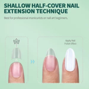 NAILPOP 150pcs Half Cover Short Fake Nail Tips Full Cover 15 Sizes for Nail Extension No C Curve False Nails Art Home DIY Salon - Image 7