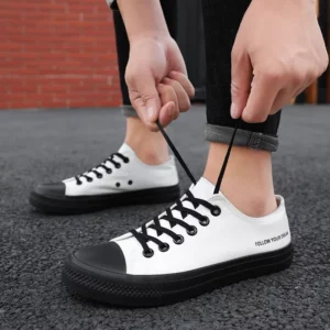 Spring Autumn Breathable Black Canvas Shoes for Men Fashion Sneakers Casual Flat Lace Up Vulcanized Shoes Luxury Tenis Masculino - Image 2