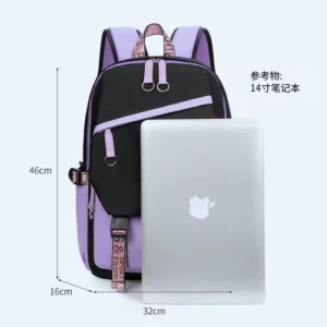 Teenagers Cute Schoolbag Shoulder Backpack Nylon Fabric Girls, Large Capacity Splash-Proof - Image 3