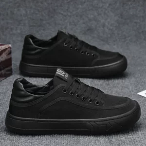 Casual Shoes Sneakers Canvas Shoes Casual Shoes Pure Black Wear-resistant Thick Sole Versatile Breathable Casual Work Shoes - Image 5