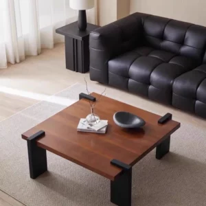 Square Luxury Coffee Table Solid Wood Walnut Designer Small Coffee Table Living Room Black Mesa De Centro Sala Home Furniture - Image 1