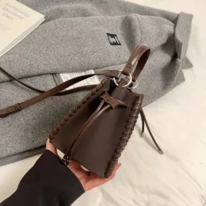 MOODS Mini Drawstring Bucket Bags For Women 2025 Luxury Designer Purses And Handbags Casual Street Small Shoulder Cross Body Bag - Image 3