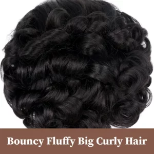 Short Big Curly Wigs for Black Women 5X1 Side Part Lace Bouncy Curl Human Hair Wig 180% Density Short Loose Wave Wigs With Bangs - Image 5