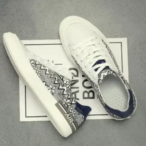 New Trendy Men's White Graffiti Patchwork Comfortable Causal Flats Platform Shoes Loafers Rock Sports Waliking Sneakers - Image 6