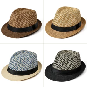 Fashion Summer Jazz Hat Beach Sunscreen Straw Hat Men Classic Panama Hat Retro Fedoras Top Hat Women Short Brim Bucket Hat - Image 2