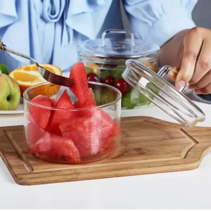 1Pcs Heat Resistant Glass Bowl Stackabe Round Fruit Salad Bowls Clear Kitchen Food Storage Container Salad Bowl - Image 3