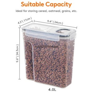 4L Cereal Storage Containers with Lids Airtight Food Moistureproof Tank with Label Stickers Kitchen Organization Box - Image 6
