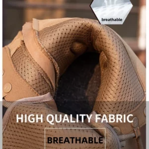 Men's Cowhide Waterproof Boots Summer Outdoor Hiking Climbing Shoes Wear-resistant Non-slip Boot Fashion Side Zip Lace-up Shoe - Image 3