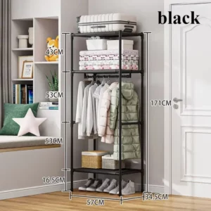 Floor Type Clothes Hanger Multifunctional Clothing Organizer Standing Storage Shelf Multi-Layer Widening and Raising Coat Hanger - Image 6