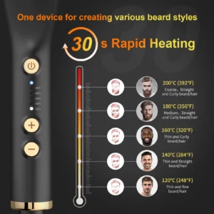 ANLAN Beard Hair Straightening Brush Hot Heated Comb Men Beard Multifunctional Straightener Ceramic Comb Quick Hair Styler - Image 2