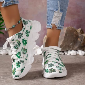 Fashion Mesh Printed Sock Sneakers Women Rhinestone Knitted Breathable Flats Shoes Woman Comfort Non-Slip Running Walking Shoes - Image 1