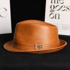 New Man High Quality Genuine Leather Cowhide Formal hat Gentleman Cow Skin Short Brim Black/Brown Top Hat Male Shows Gentleman - Image 2