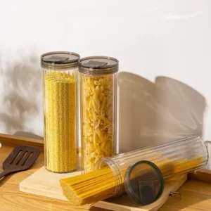 Clear Airtight Food Storage Container for Kitchen Tall Plastic Jar with Lid for Spaghetti, Pasta, Grains, Pantry Organization - Image 1