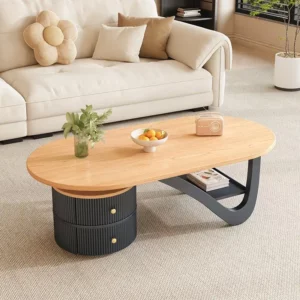 Space Saving Modern Coffee Table Living Room Drawers Simple Clear Round Designer Coffee Table Nordic Wood Meubles Home Furniture - Image 3