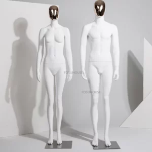 Matte White Fiberglass Mannequin Full Body Clothing Store Mannequin Man Display Stand Upscale Metal Base Woman Mannequin - Image 5