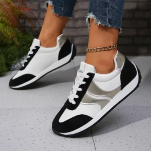 Fashion Contrast Color Platform Sneakers Women Round Toe Lace Up Sports Shoes Woman 2025 Spring Comfortable Casual Walking Shoes - Image 3