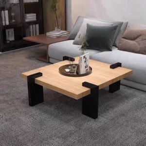 Square Luxury Coffee Table Solid Wood Walnut Designer Small Coffee Table Living Room Black Mesa De Centro Sala Home Furniture - Image 3