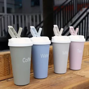 Ins Style Stainless Steel Tumbler with Straw Handle Portable Thermal Coffee Cup for Car Office Gift - Image 1