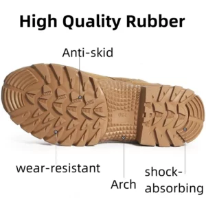 Men's Cowhide Waterproof Boots Summer Outdoor Hiking Climbing Shoes Wear-resistant Non-slip Boot Fashion Side Zip Lace-up Shoe - Image 4