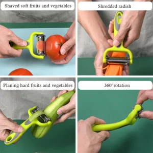 3 In 1 Rotary Peeler Fruit Vegetables Cabbage Graters Salad Carrot Potato Slicer Kitchen Multifunction Grater Julienne Peeler - Image 6