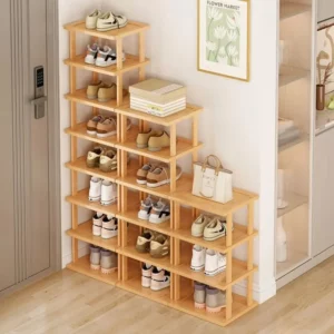 Wood Shoe Rack MultiLayer Stackable Shoes Organizer Narrow Entrance Shoe Shelf Storage Shelf Home High-capacity Storage Cabinets - Image 2