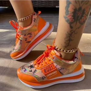 Women Sport Shoes 2022 New Spring Autumn Mesh Breathable Fashion Flats Shoes Designer Mujer Lace Up Running Walking Sneakers - Image 1