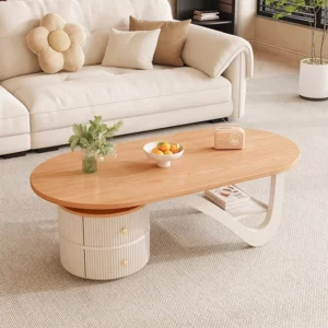 Space Saving Modern Coffee Table Living Room Drawers Simple Clear Round Designer Coffee Table Nordic Wood Meubles Home Furniture - Image 5