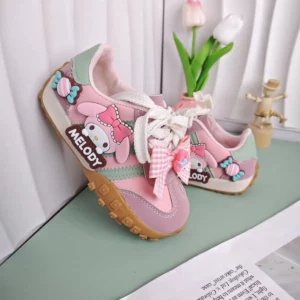 Kids'Casual Shoes Girls Cartoon MELODY PU Leather Outdoor Bow For Anti-slip Sneakers Pink Size 26-37 - Image 3