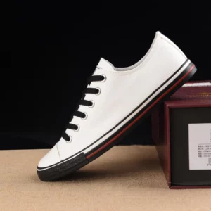 2024 New Fashion Casual Shoes for Men Lace Up Walking Shoes Boys Canvas Flat Shoes Male Solid Color Flats Students Sneakers - Image 2