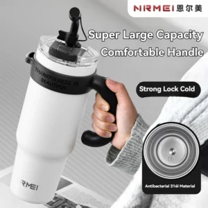 1.2L Drinkware Vacuum Flasks Thermoses Termo Water Bottle Tumbler Coffee Cup Stainless Steel With Straw Lid Insulated Mug Handle - Image 3