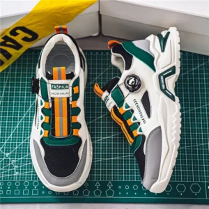 Men's Korean rotating buckle fashion casual sports shoes four season soft soled non slip outdoor running shoes student sneakers - Image 2