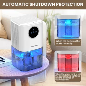 Portable Dehumidifier With 35 Ounces Capacity, Silent Operation, With Romantic Colorful Lights, Timer Switch - Image 2