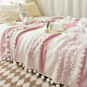 1pc two-color jacquard star velvet Dream Talk ball blanket, comfortable and breathable, dopamine color series, festival gift - Image 3