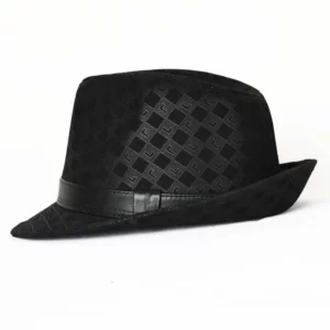 New Male Perform High Quality Genuine Leather Print Jazz Fedora Gentleman Sheepskin Short Brim Top Hat Shows Topper - Image 5
