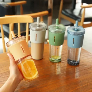 710ml/24oz Large Capacity Coffee Cup, Plastic Water Bottle With Straw, High Temperature Resistant Clear,Reusable Cups with Straw - Image 2