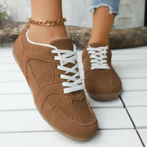 2025 New Women Sneakers Suede Retro German Training Shoes Fashion Flat Casual Shoes Comfortable Round Toe Lace-up Student Shoes - Image 1