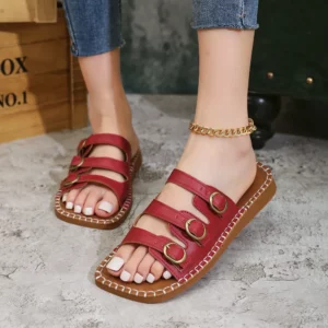 Retro Women's Sandals Women's 2025 New Casual Slippers Soft Bottom 1 Slip-on Beach Sandals - Image 3