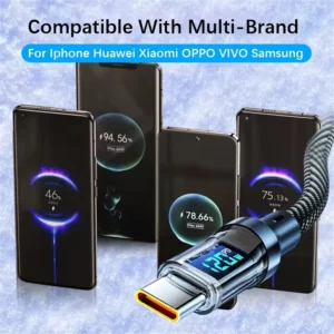 NNBILI 120W Type C to Type C Cable Phone Super Fast Charging Cable With LED Display USB To Type-C Data Cord For huawei oppo vivo - Image 5