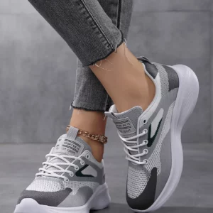 Running Shoes Breathable Mesh Off White Sports Shoes Comfortable Athletic Training Footwear Lightweight Sneakers for Women - Image 1