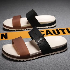 Summer Men's trendy plus size slippers breathable, slip resistant thick soled beach shoes lightweight casual one line sandal - Image 4