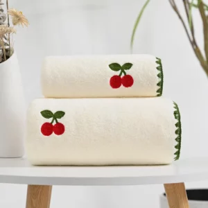 Bathroom Embroidered Bath Towel Avocado Pineapple Strawberry Embroidered Bath Towel Coral Velvet Absorbent Soft Hair - Image 4